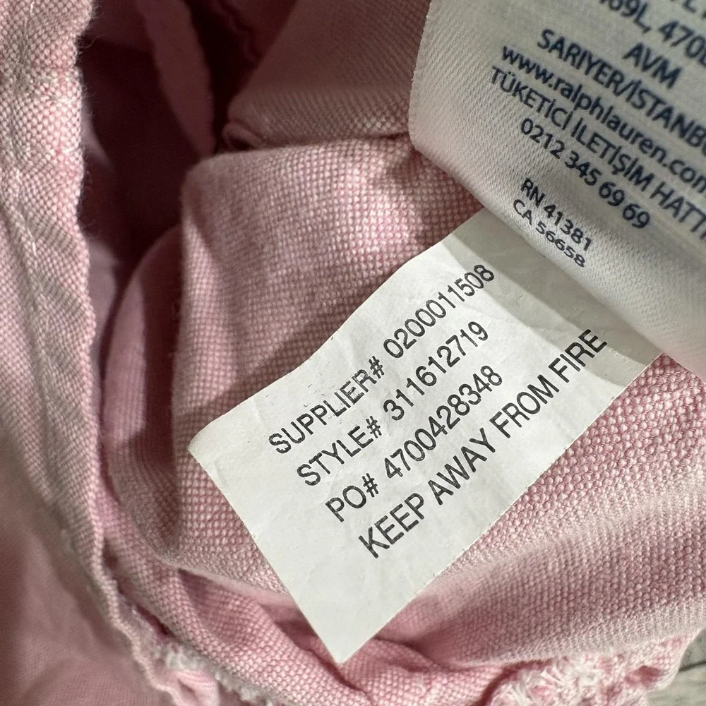 Ralph Lauren Shirt Dress Girls 3T Pink Cotton Collared Button Front Pony Logo